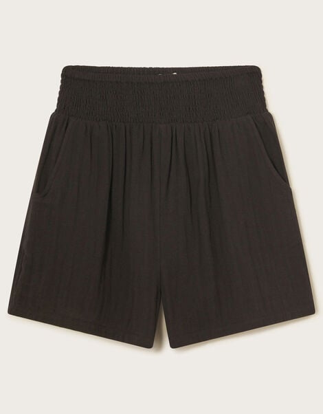 Cheesecloth Shorts, Black (BLACK), large