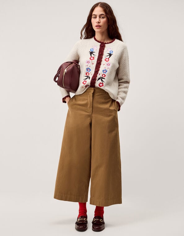 Etta Floral Embroidered Scallop Cardigan, Ivory (IVORY), large