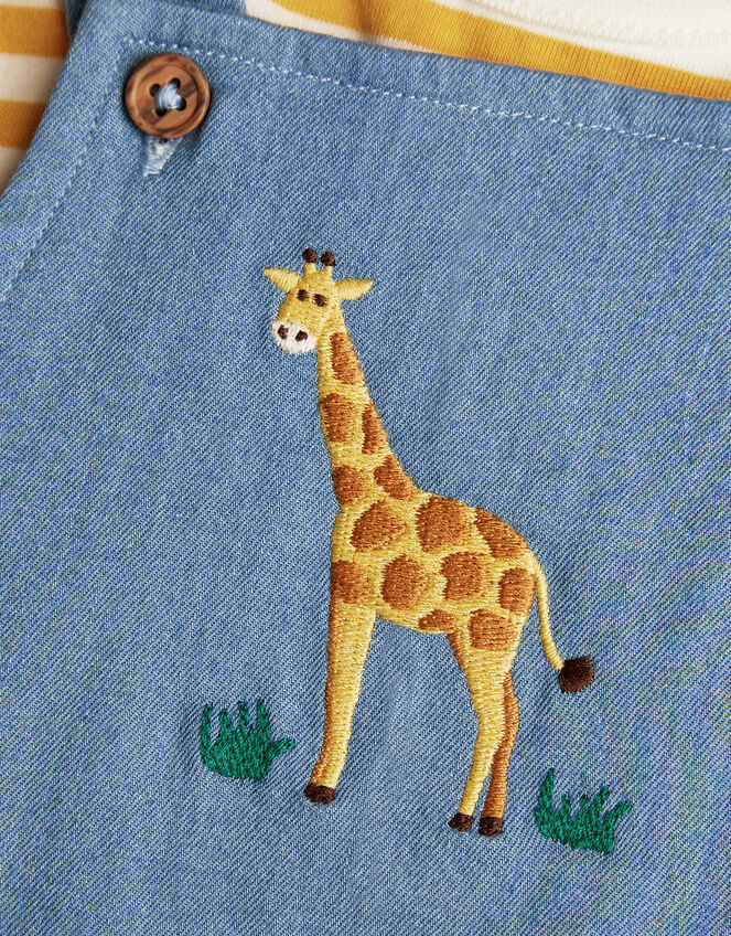 Newborn T-Shirt and Denim Giraffe Romper Set, Blue (BLUE), large