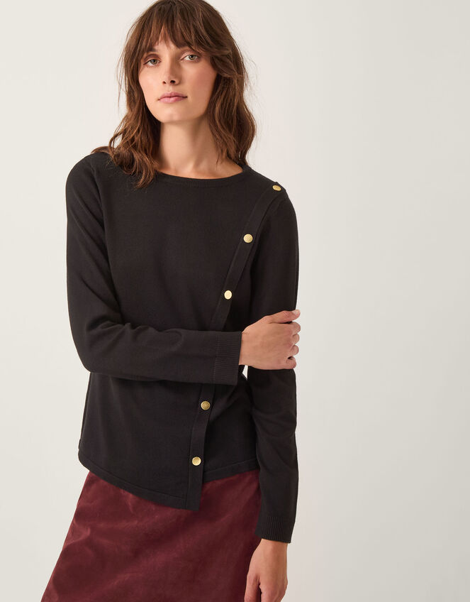 Bonnie Asymmetrical Button Jumper, Black (BLACK), large