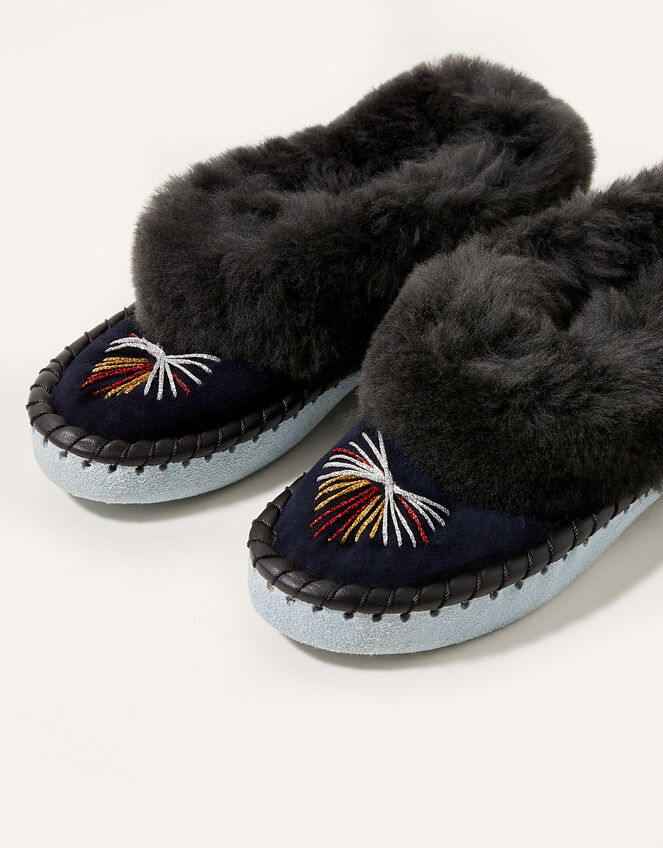 Onaie Sheepskin Slippers, Blue (NAVY), large