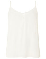Mila Button Cami Top, Ivory (IVORY), large