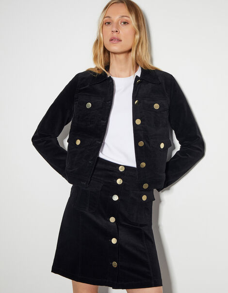 Oriana Four-Pocket Crop Jacket, Black (BLACK), large