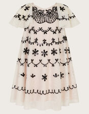 Birdie Sequin Embellished Swing Dress, Ivory (IVORY), large