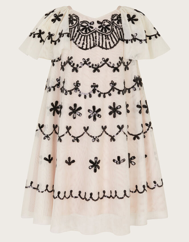 Birdie Sequin Embellished Swing Dress, Ivory (IVORY), large
