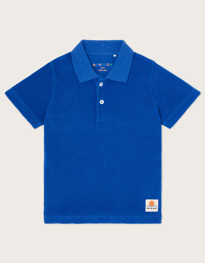 Ride The Wave Terry Polo Shirt, Blue (BLUE), large