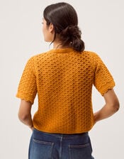 Sarna Textured Knit Cardigan, Yellow (OCHRE), large