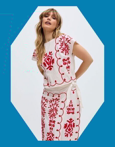 Raffya Freya Embroidered Top, Multi (MULTI), large