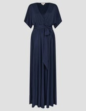 Jillian Drape Tie Waist Bridesmaid Dress, Blue (NAVY), large