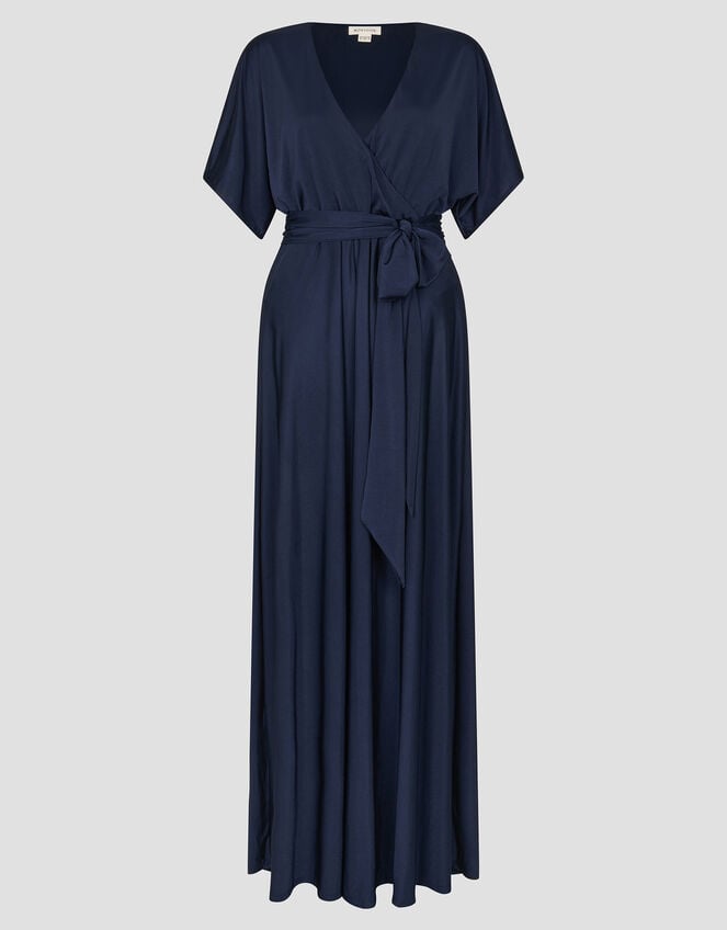 Jillian Drape Tie Waist Bridesmaid Dress, Blue (NAVY), large