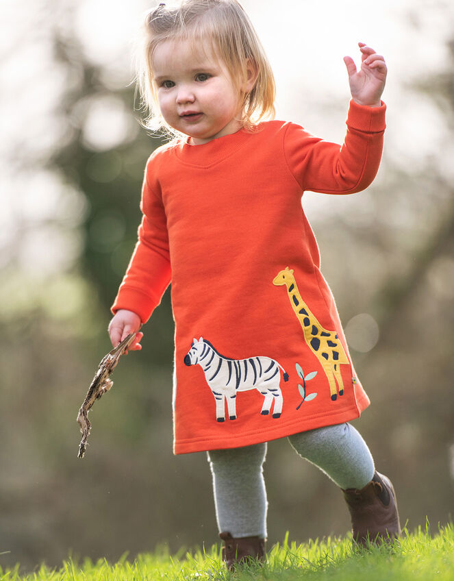 Frugi Easy On Dress, Orange (ORANGE), large