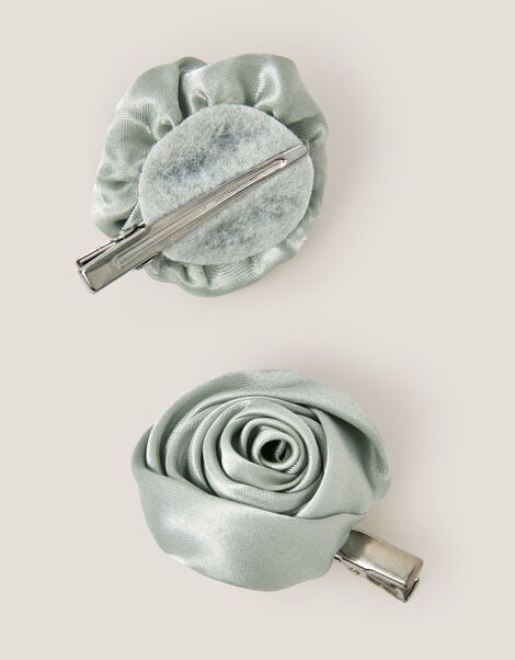 2-Pack Satin Rosette Hair Clips, , large