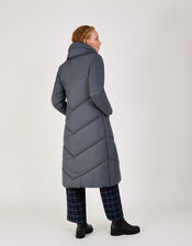 Clara Longline Padded Maxi Coat in Recycled Polyester, Grey (CHARCOAL), large