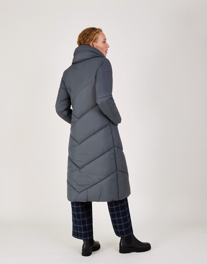 Clara Longline Padded Maxi Coat in Recycled Polyester, Grey (CHARCOAL), large