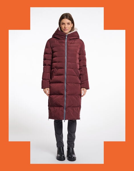 Rino & Pelle Keila Faux Fur Lined Long Puffer Coat, Brown (CHOCOLATE), large