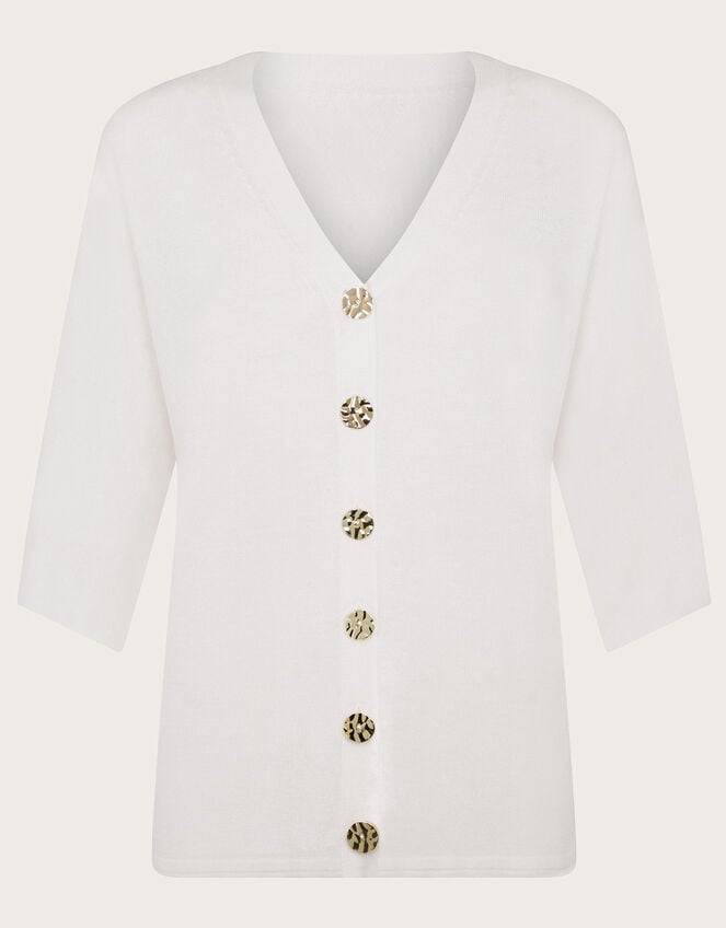 Bea Short Sleeve Cardigan, Ivory (IVORY), large