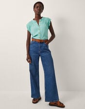 Evelyn Sleeveless Smocked Top, SEA GREEN, large