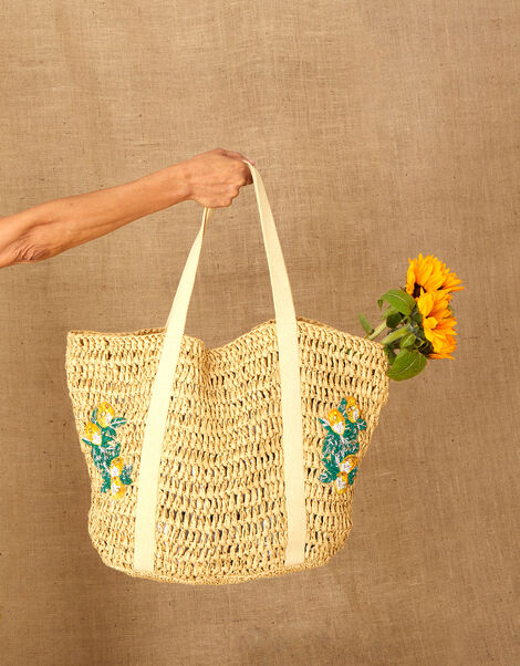 Embellished Crochet Tote, , large