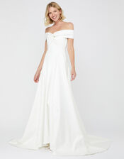 Hannah Bardot Satin Bridal Dress, Ivory (IVORY), large