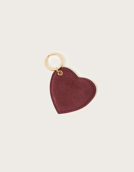 Suede Heart Shape Keyring Red, Red (BERRY), large
