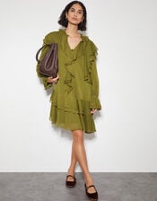 Aria Ruffle Dress, Green (OLIVE), large