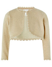 Baby Niamh Cropped Sparkle Knitted Cardigan, Gold (GOLD), large