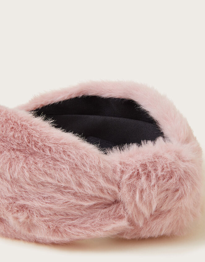 Fluffy Faux Fur Knot Headband, , large