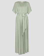 Jillian Drape Tie Waist Bridesmaid Dress, Green (SAGE), large