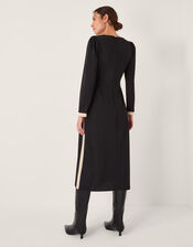 Paloma Contrast Panel Midi Dress, Black (BLACK), large