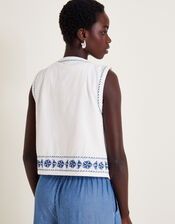 Ola Embroidered Waistcoat, White (WHITE), large
