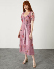 Clarisse Embellished Midi Dress, Pink (PINK), large