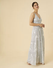 Alexis Embellished Maxi Dress, Silver (SILVER), large