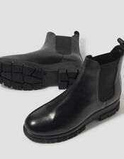 Carrie Chunky Leather Chelsea Boots, Black (BLACK), large