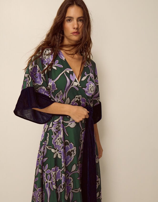Willow Floral Print Midi Dress, Green (GREEN), large