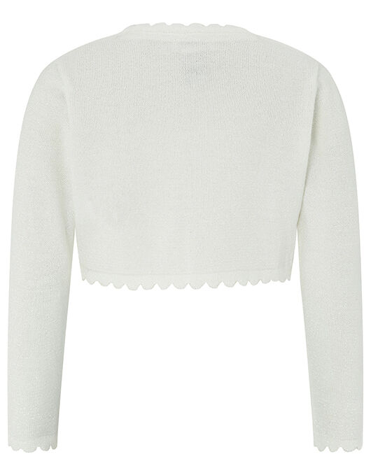 Baby Niamh Cropped Sparkle Knitted Cardigan Ivory Baby Girl