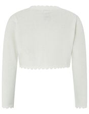 Baby Niamh Cropped Sparkle Knitted Cardigan, Ivory (IVORY), large