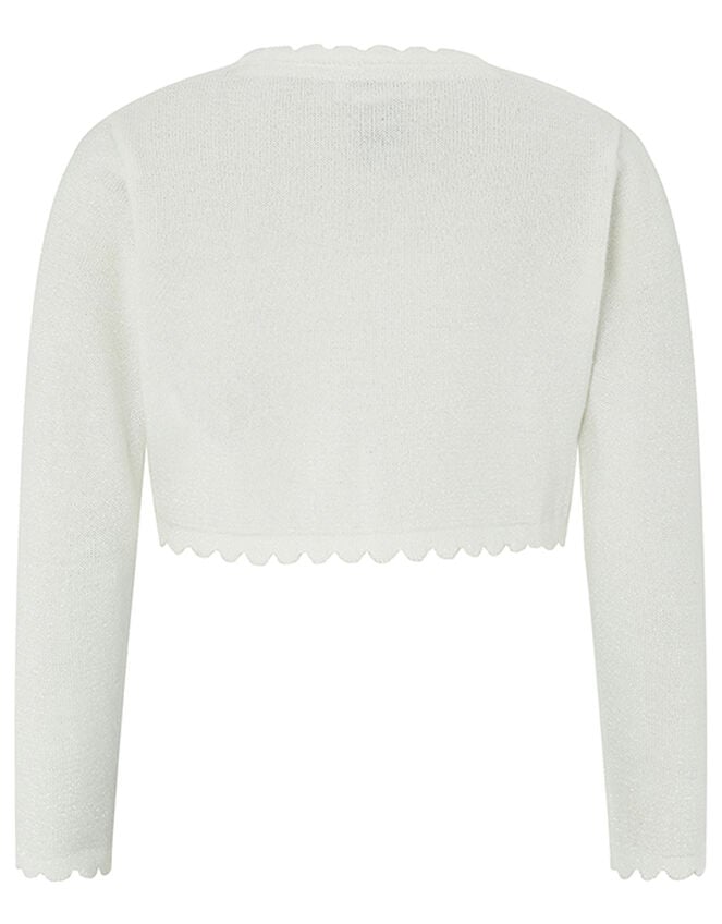 Baby Niamh Cropped Sparkle Knitted Cardigan, Ivory (IVORY), large
