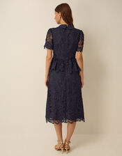 Alice Lace Peplum Midi Dress, Blue (NAVY), large