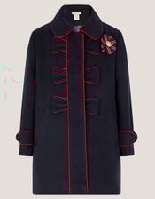Piped Bow Coat, Blue (NAVY), large