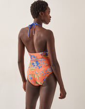 Kaia Floral Halter Swimsuit, Orange (ORANGE), large