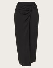 Winnie Wrap Midi Skirt, Black (BLACK), large