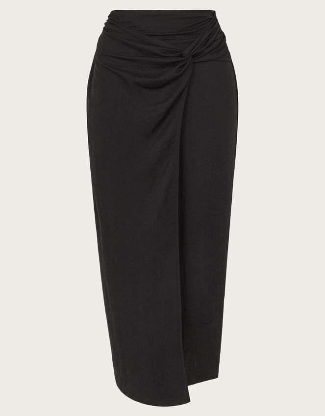 Winnie Wrap Midi Skirt, Black (BLACK), large