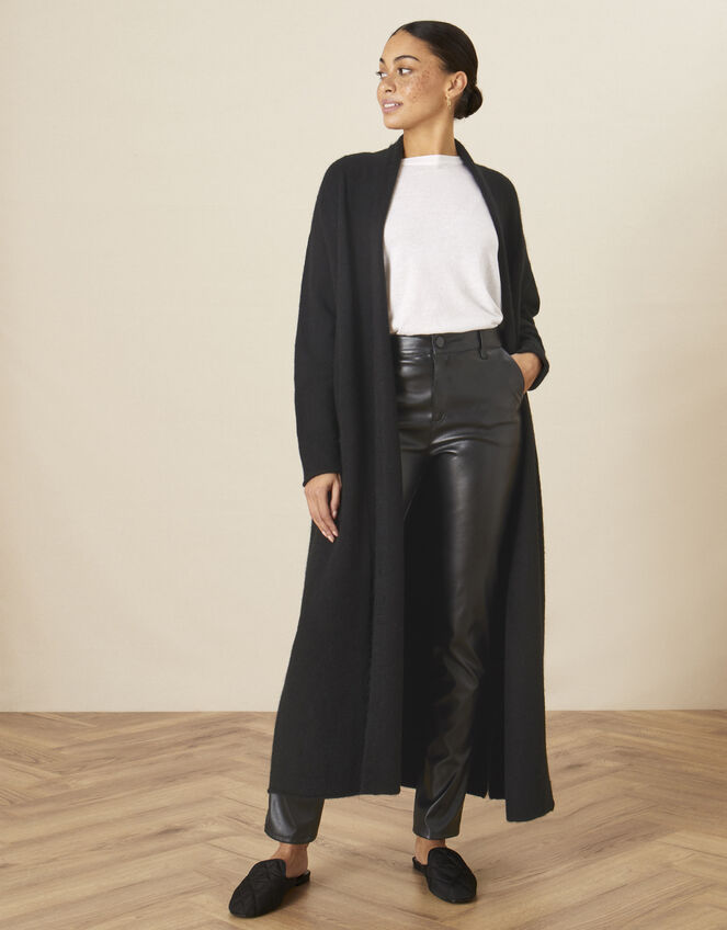 Shawl Collar Longline Cardigan, Black (BLACK), large