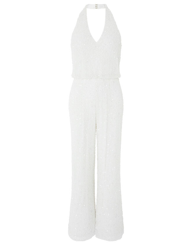 Diana Bridal Embellished Halter Jumpsuit, Ivory (IVORY), large