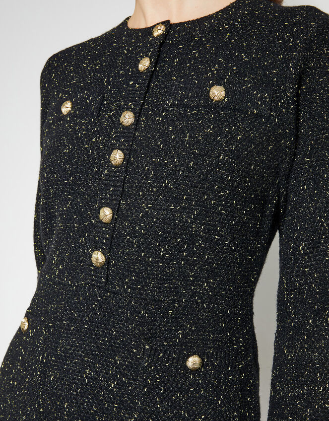 Saskia Sparkle Knit Mini Dress, Black (BLACK), large