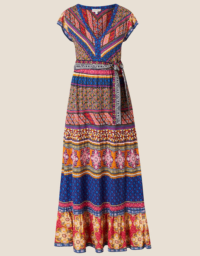 Colourful Multi Print Belted Dress in LENZING™ ECOVERO™, Multi (MULTI), large