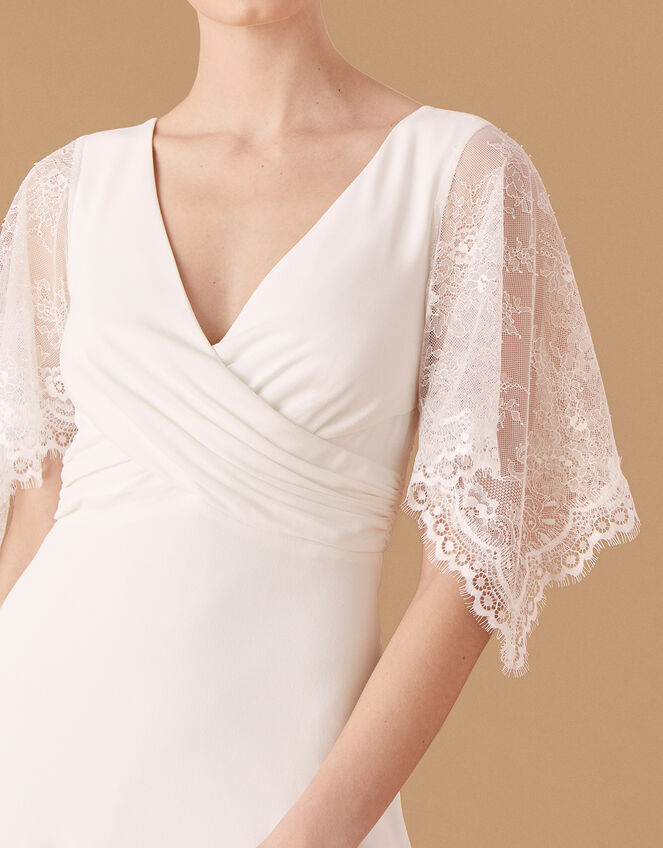 Linda Lace Angel Sleeve Bridal Dress, Ivory (IVORY), large