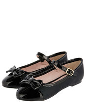 Delilah Scallop Toe Bow Ballerina Flats, Black (BLACK), large