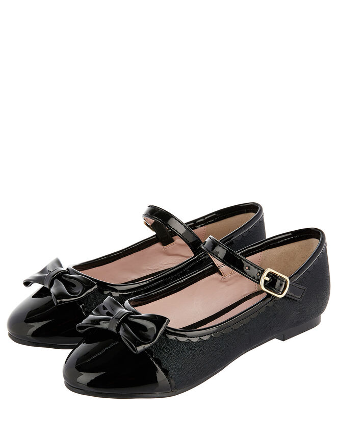 Delilah Scallop Toe Bow Ballerina Flats, Black (BLACK), large