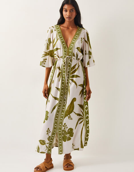 Isla Tropical Print Maxi Dress, Green (GREEN), large